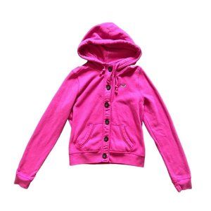 Hollister button down hoodie barbie pink size M
